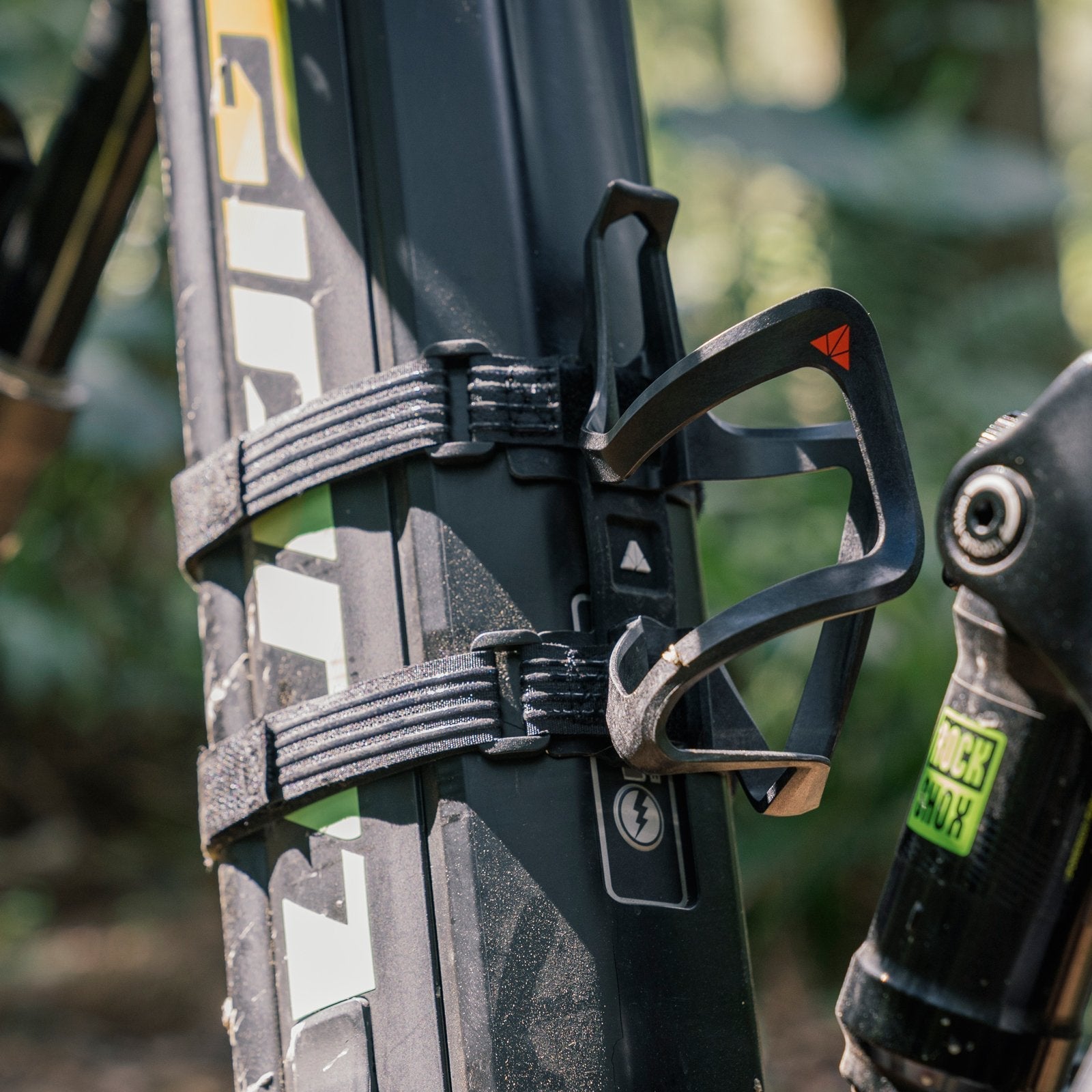 Granite Aux Carbon Bottle Cage with Strap Kit - Aux Cage E+ Strap Kit for E - bike -