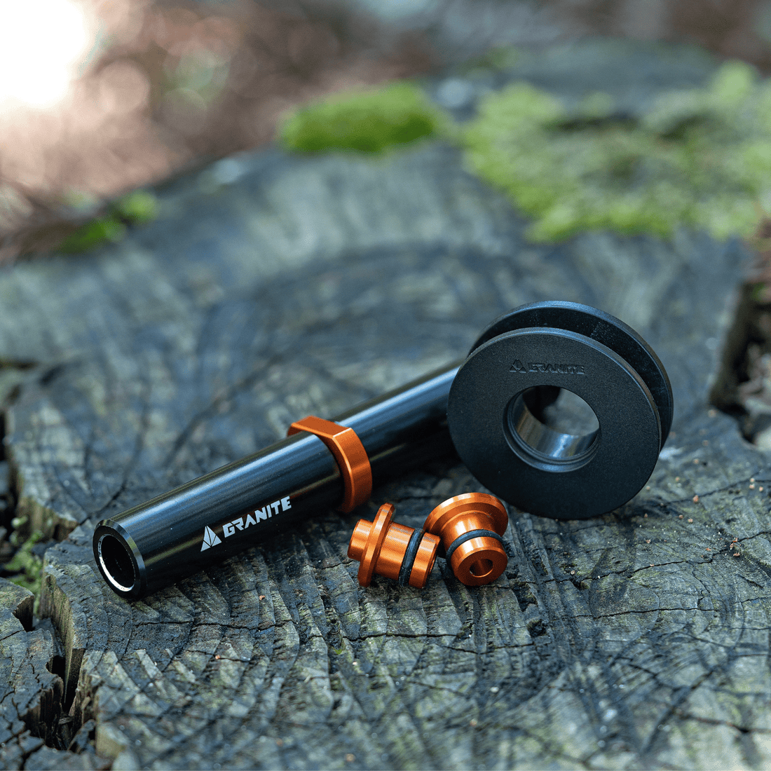 Granite ChainDock Dummy Hub Protects Rear Triangle and Maintains Chain Alignment During Travel, Cleaning, or Wheel Removal.