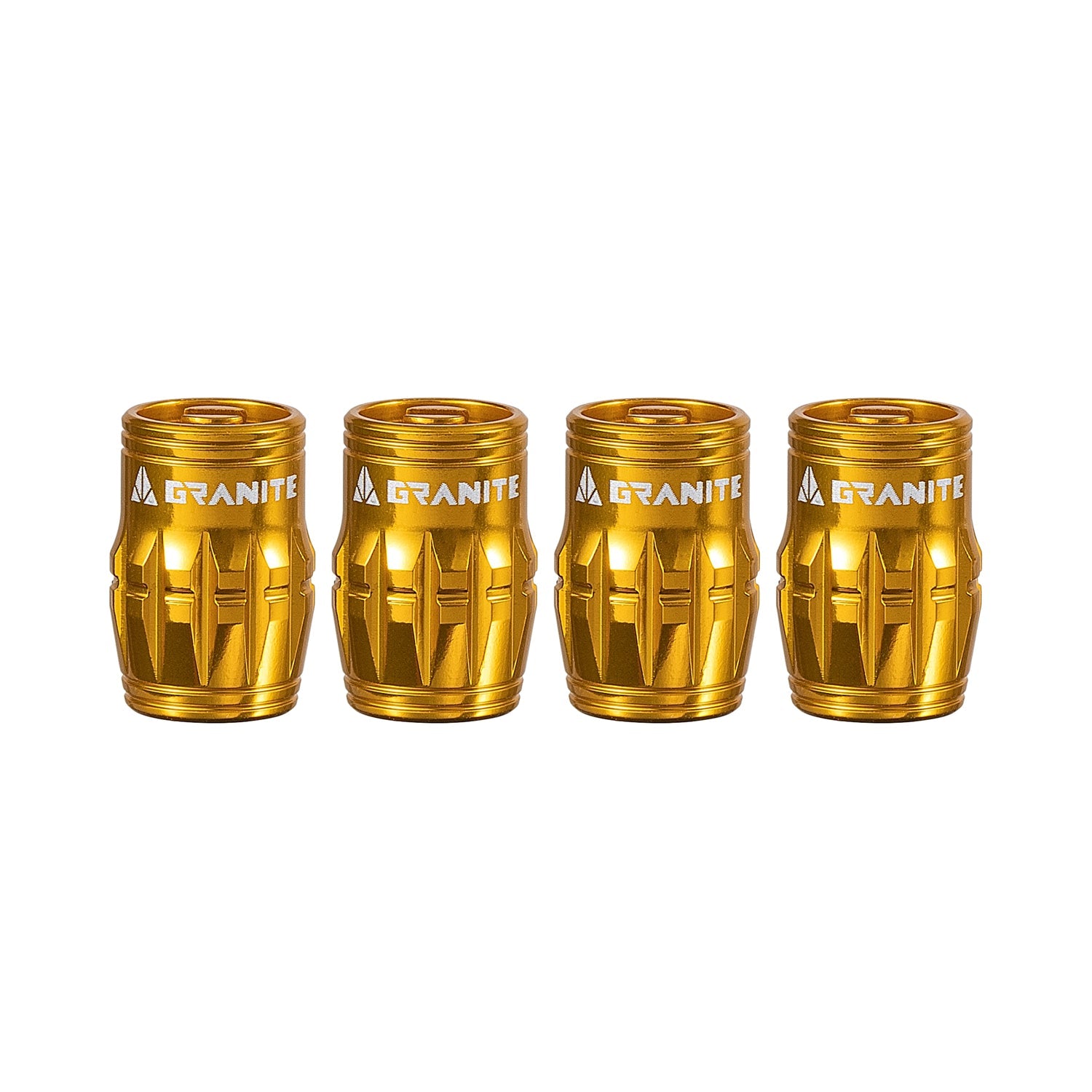 Granite Juicy Nipple Schrader Valve Cap with Valve Core Removing Function - Gold - 4 - piece -