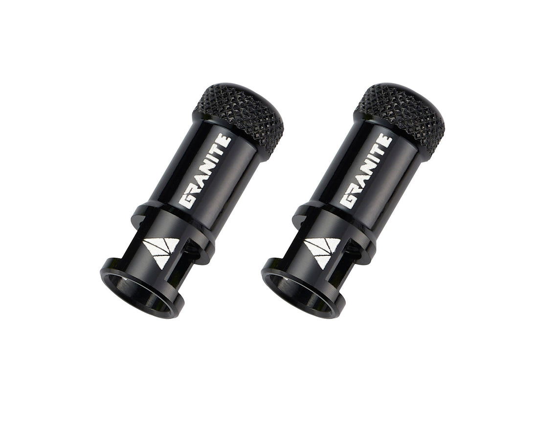 Granite Juicy Nipples Presta Valve Core Remover Caps for Bike & Bicycle, with Valve Core Removing Function - Black/Alloy
