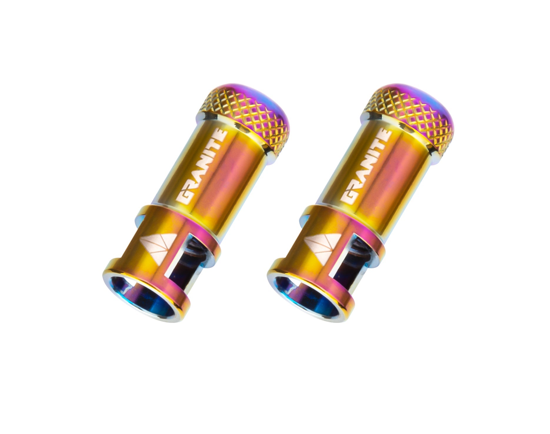 Granite Juicy Nipples Presta Valve Core Remover Caps for Bike & Bicycle, with Valve Core Removing Function - Oil Slick/Alloy