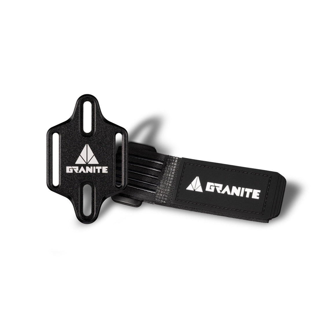 Granite Portaledge minimalist bike storage mount, secures tools with hook-and-loop strap to frame bottle bosses. - Black -