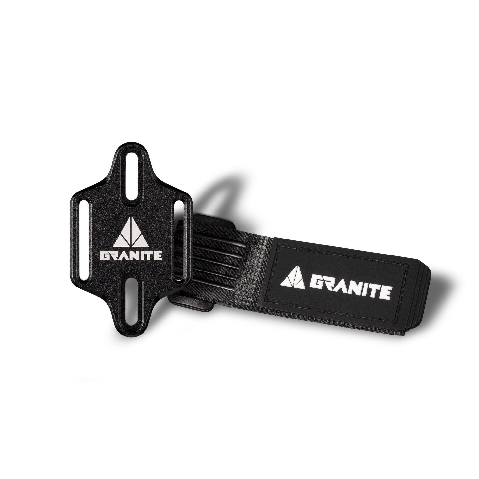 Granite Portaledge minimalist bike storage mount, secures tools with hook-and-loop strap to frame bottle bosses. - Black -