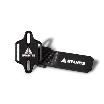 Granite Portaledge minimalist bike storage mount, secures tools with hook-and-loop strap to frame bottle bosses. - Black -