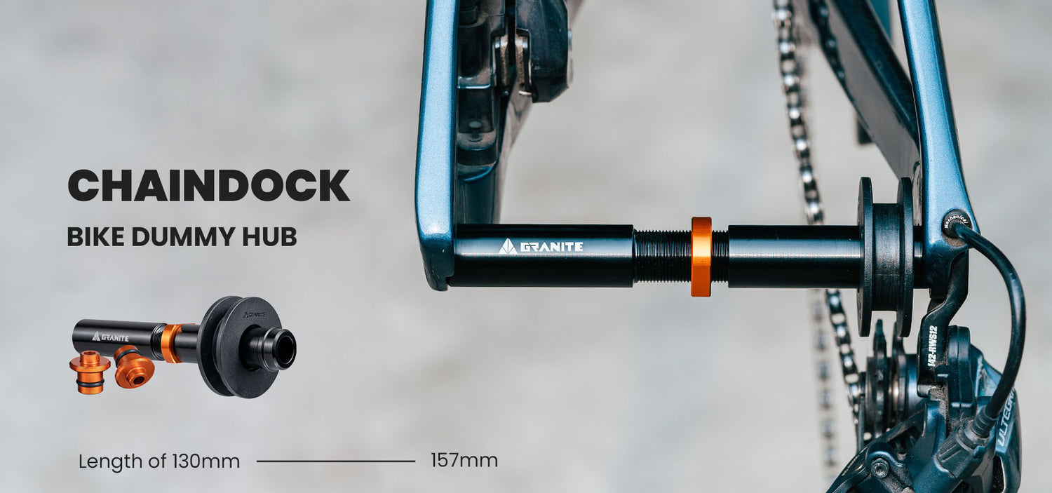 Granite Chaindock Bike dummy hub on a blurred background 3