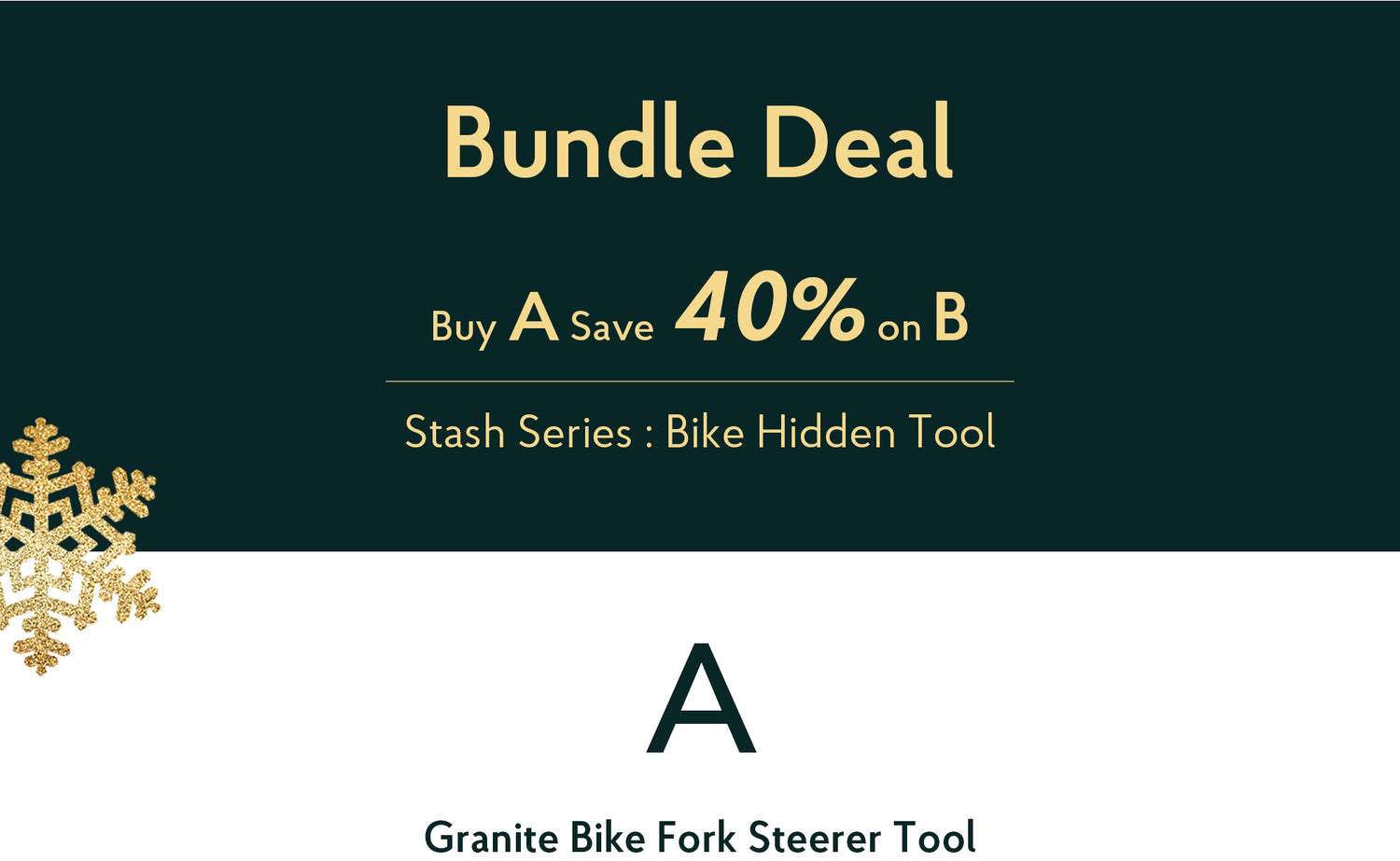 Promotional graphic for a bundle deal on bike tools with a snowflake design.