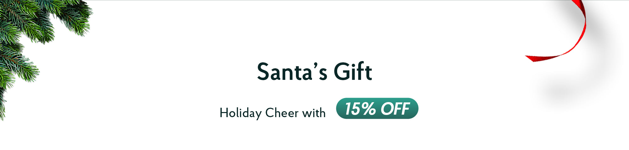 Promotional banner for 'Santa's Gift' with a 15% off offer on a white background.slider_item_kENFVw