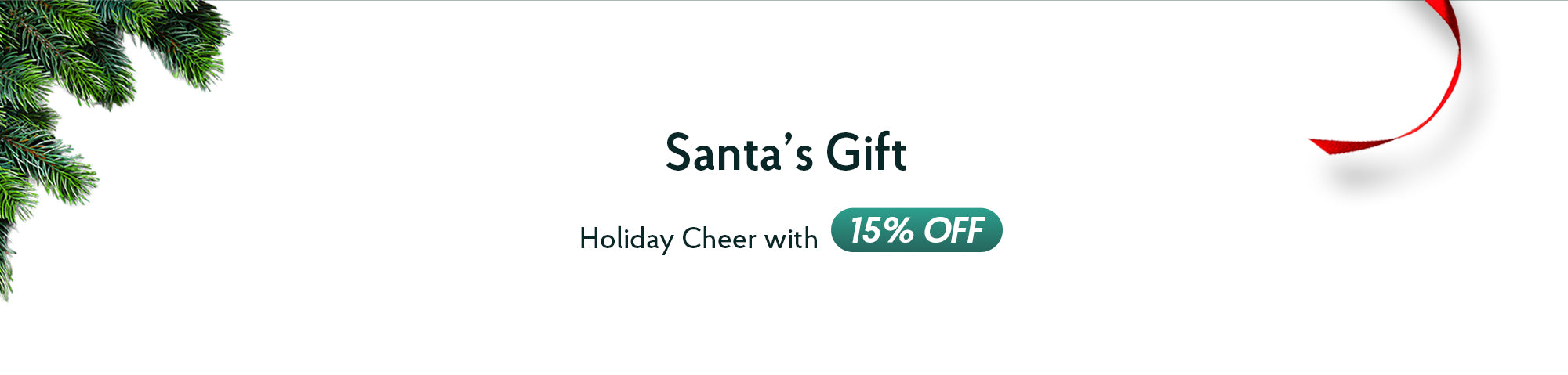 Promotional banner for 'Santa's Gift' with a 15% off offer on a white background.slider_item_kENFVw