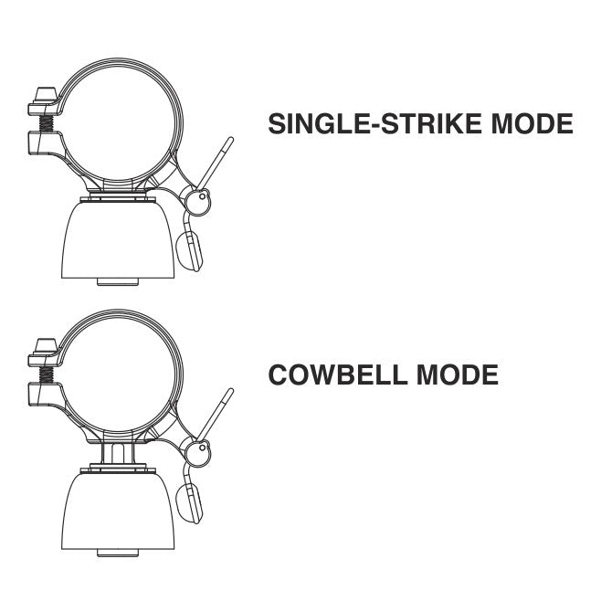 Push up to strike, pull down for cowbell