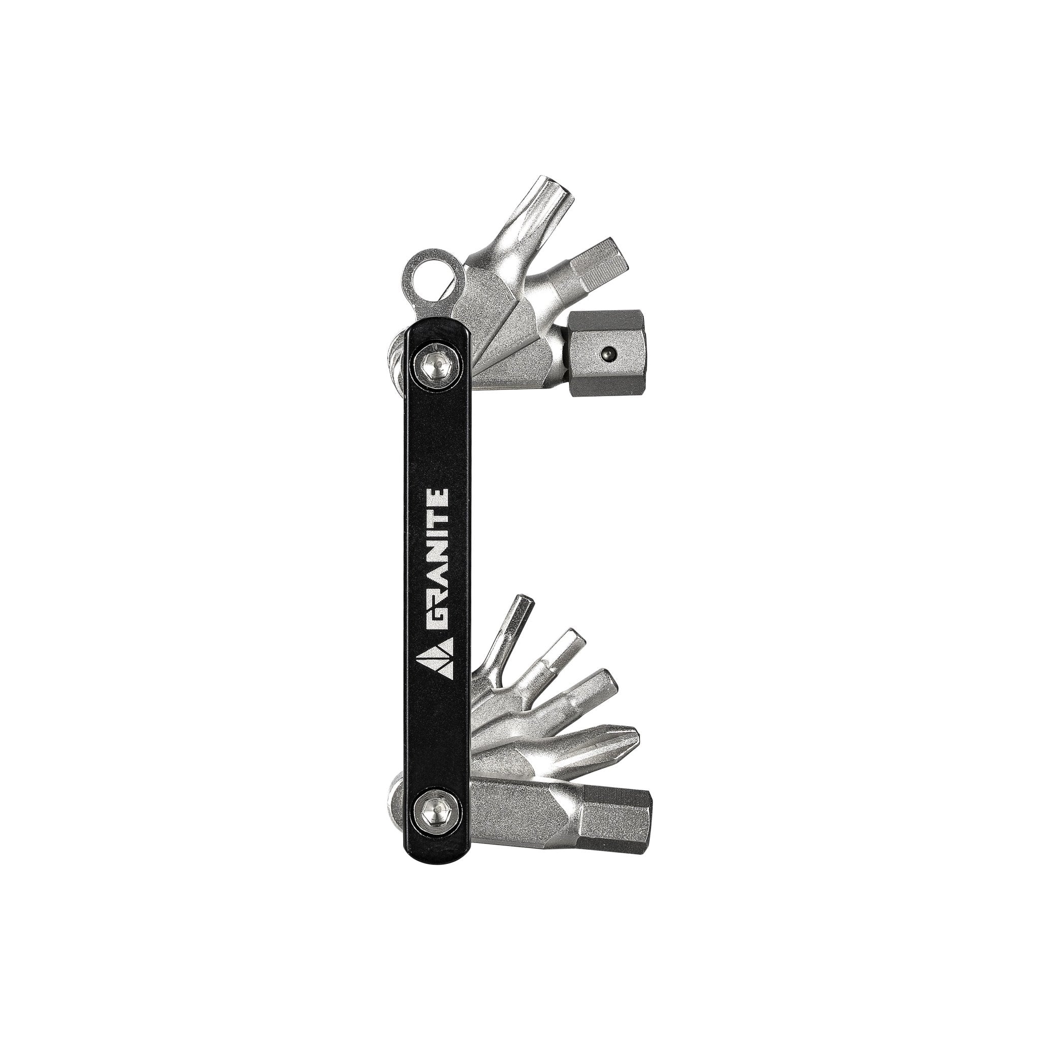 Granite Diverse 10 functional Black Multi tool on a white background 