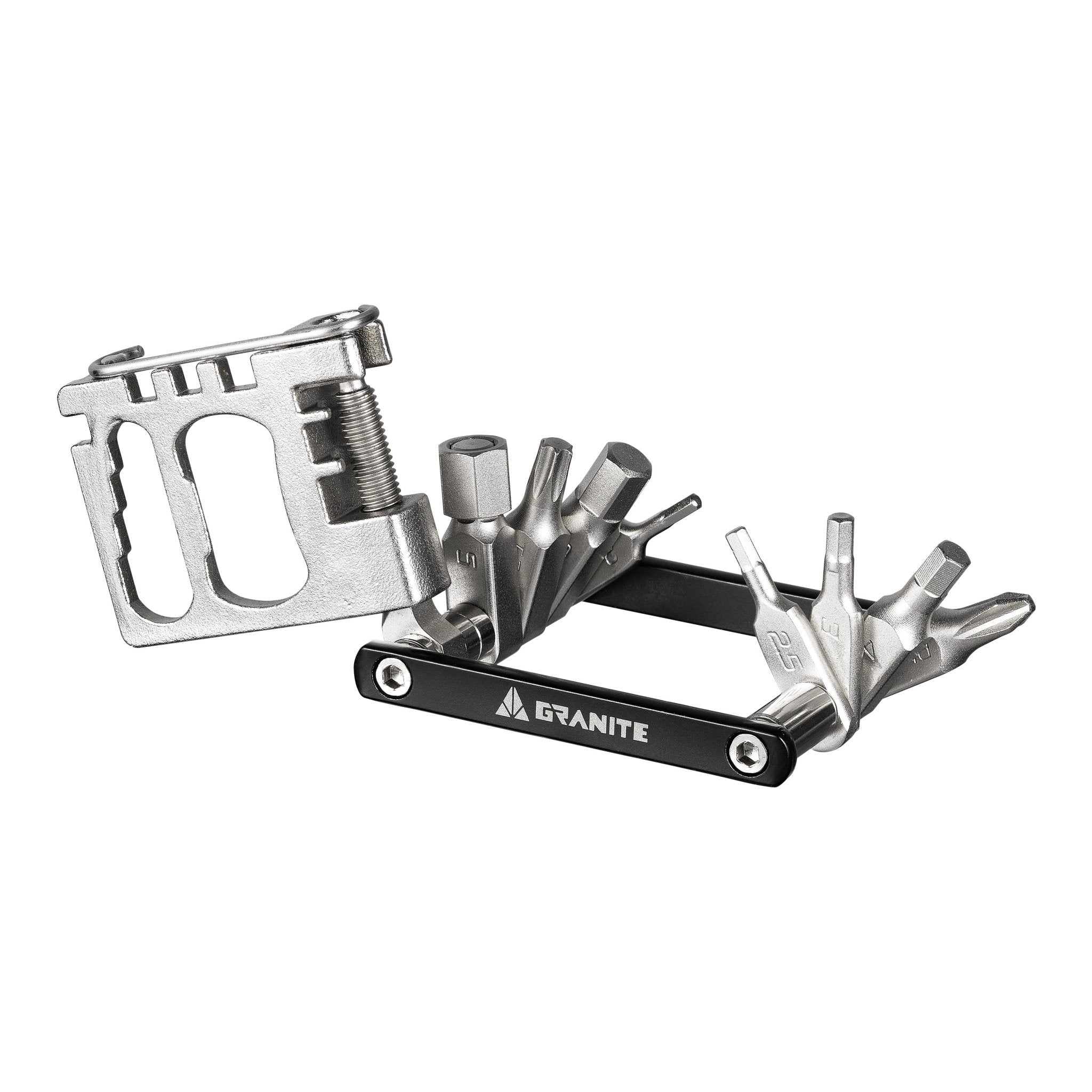 Diverse 20 functional black Multi tool branding Granite on a white background 