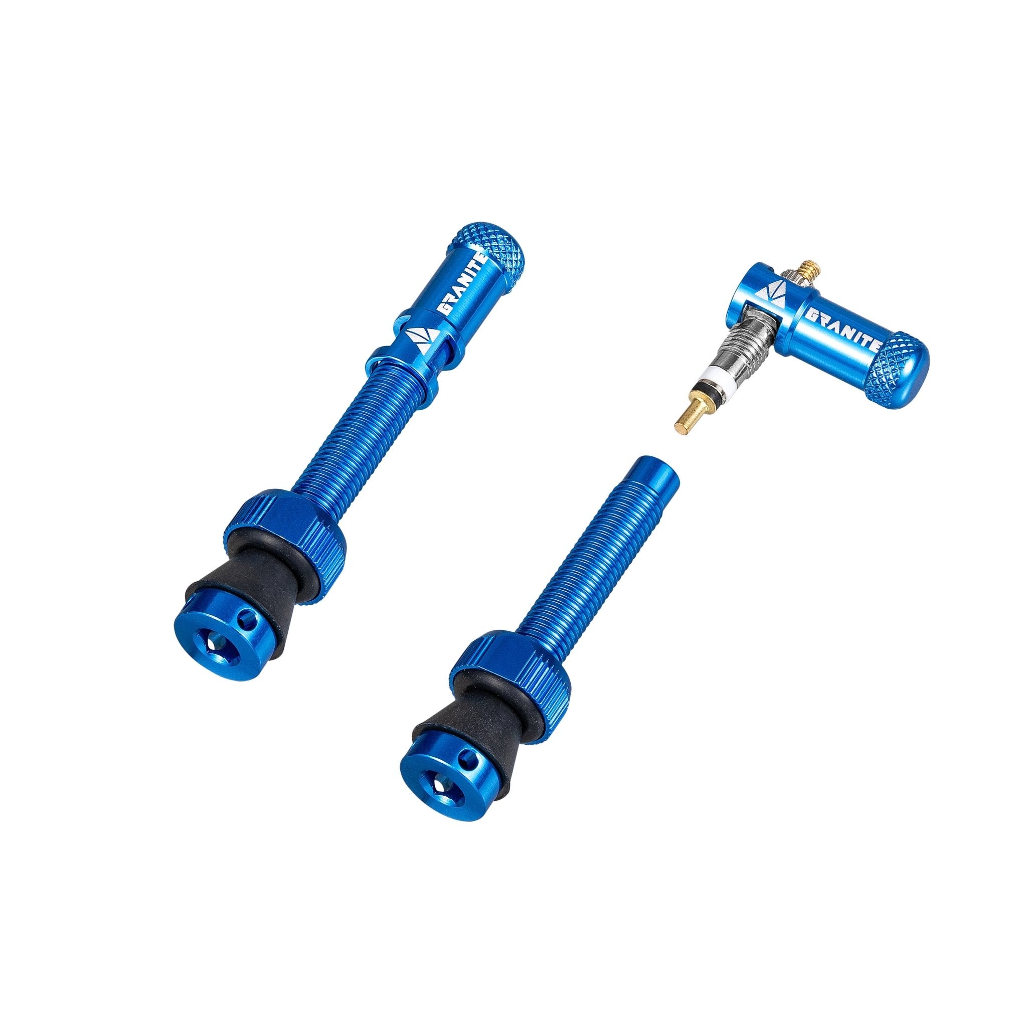 Granite Juicy Nipples Presta Valve Core Remover Cap and Stem Set for Bike & Bicycle,  - Blue/Alloy