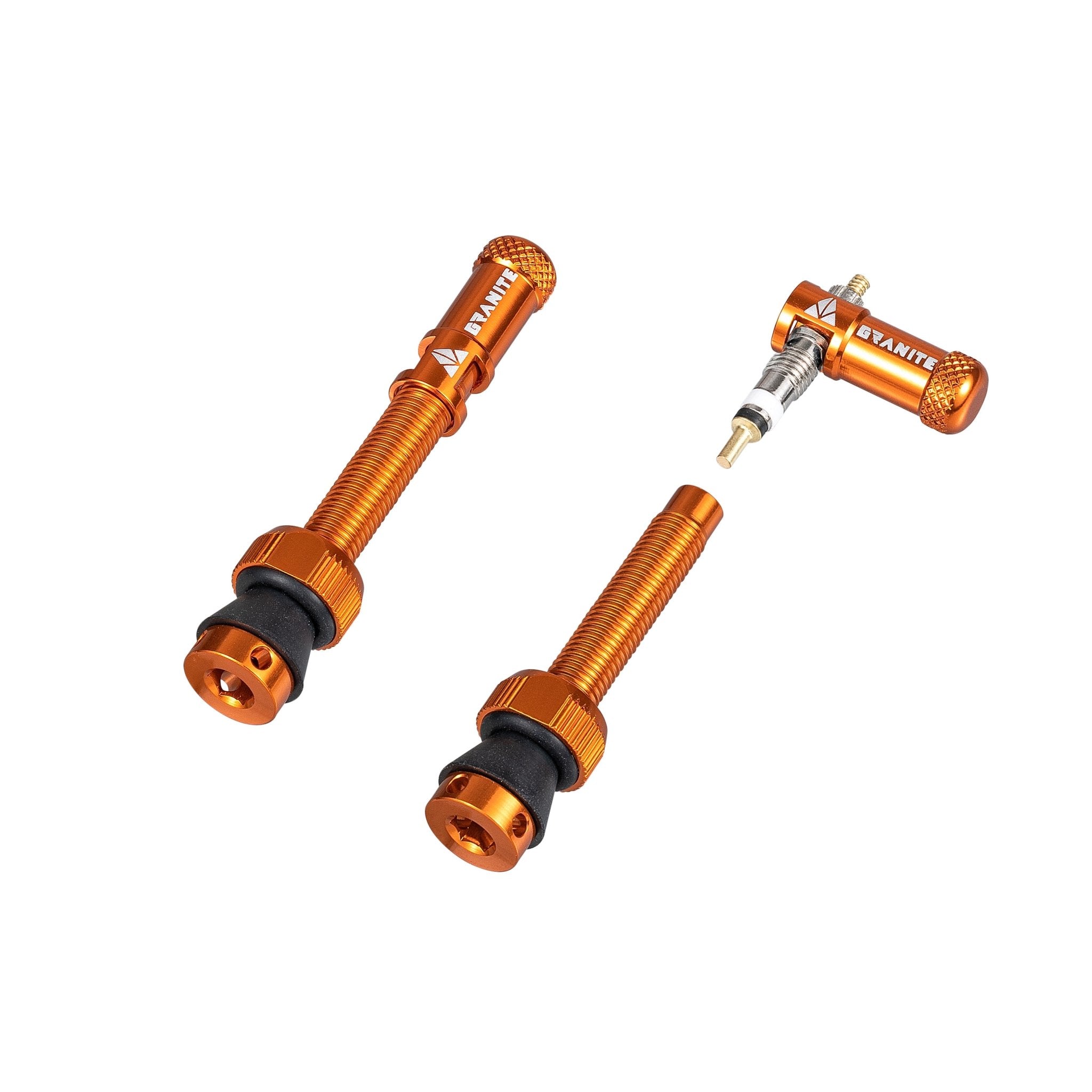Granite Juicy Nipples Presta Valve Core Remover Cap and Stem Set for Bike & Bicycle,  - Orange/Alloy