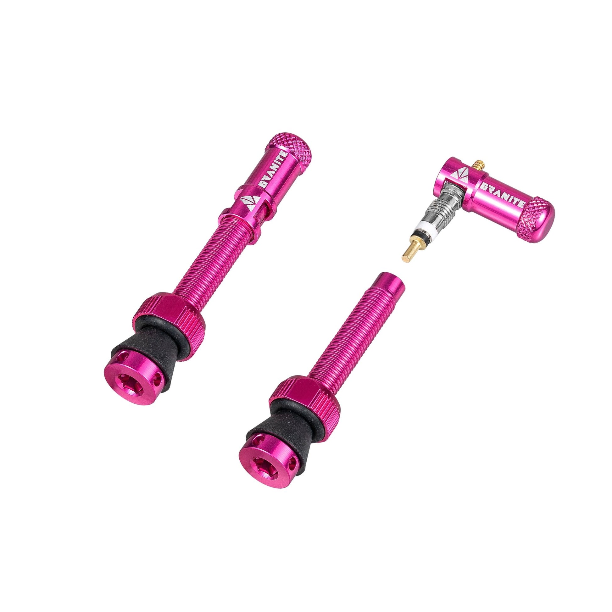 Granite Juicy Nipple Presta Valve Cap and Stem Set - Pink - 