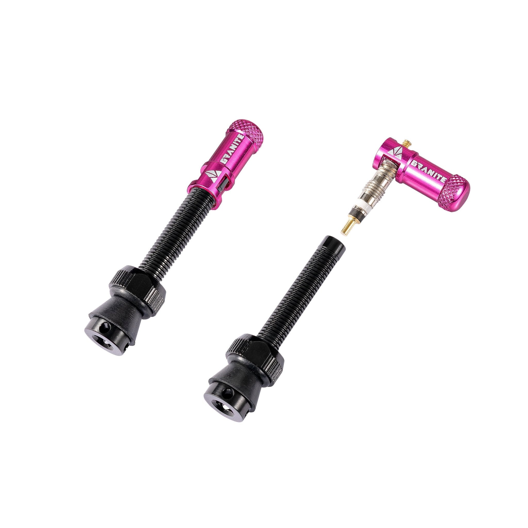 Granite Juicy Nipples Presta Valve Core Remover Cap and Stem Set for Bike & Bicycle,  - Pink/Black/Alloy