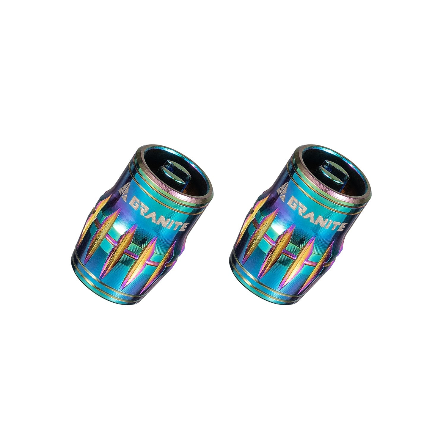 Granite Juicy Nipple Schrader Valve Cap with Valve Core Removing Function - Oil slick - 2 - piece - 