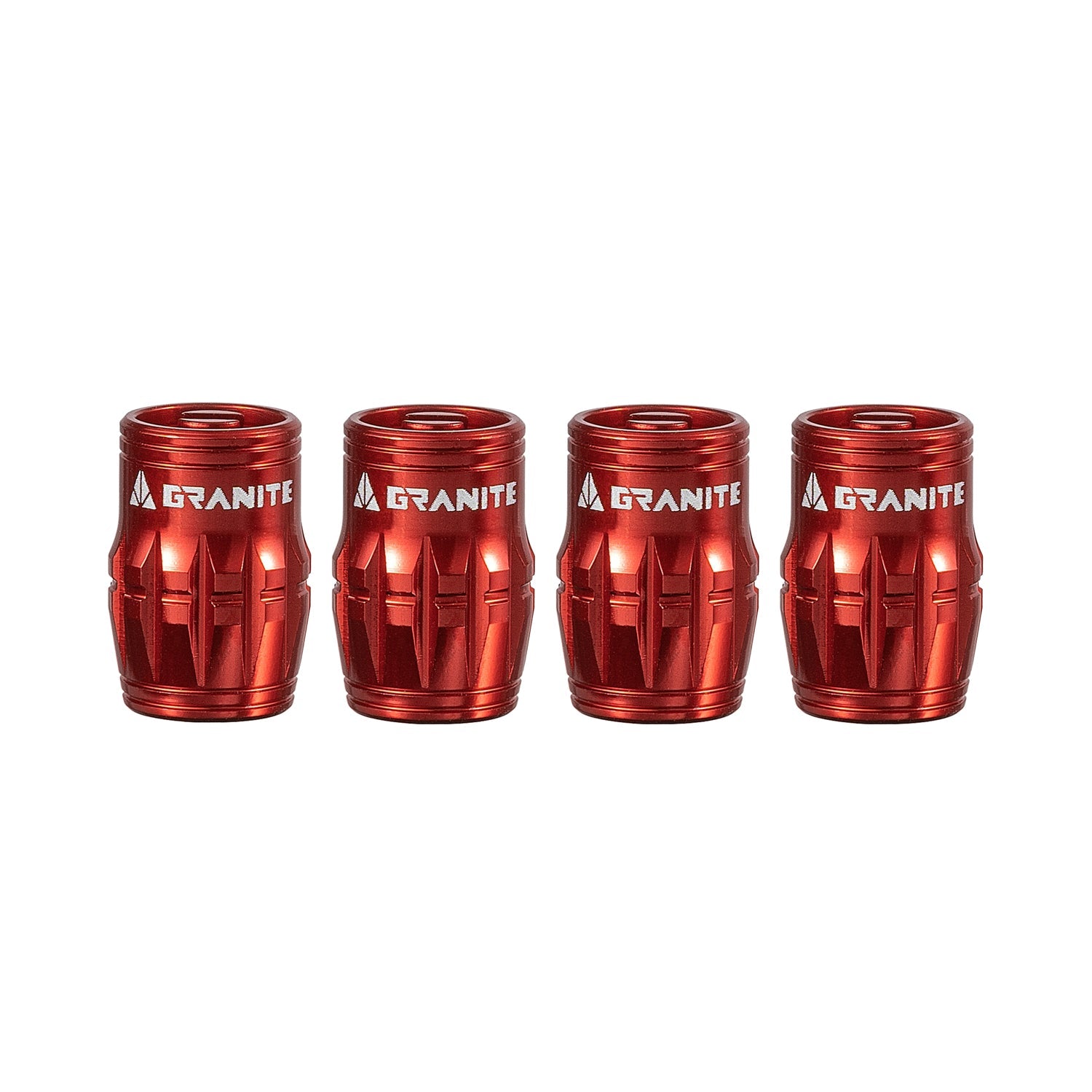 Granite Juicy Nipple Schrader Valve Cap with Valve Core Removing Function - Red - 4 - piece