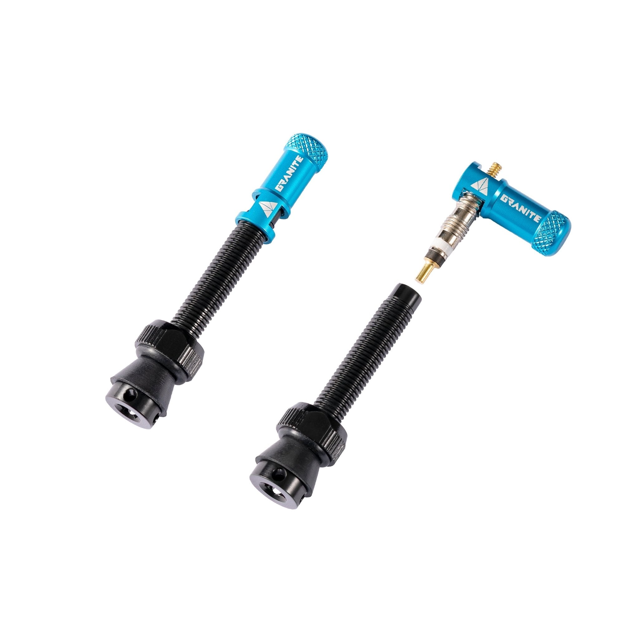 Granite Juicy Nipples Presta Valve Core Remover Cap and Stem Set for Bike & Bicycle,  - Blue/Black/Alloy