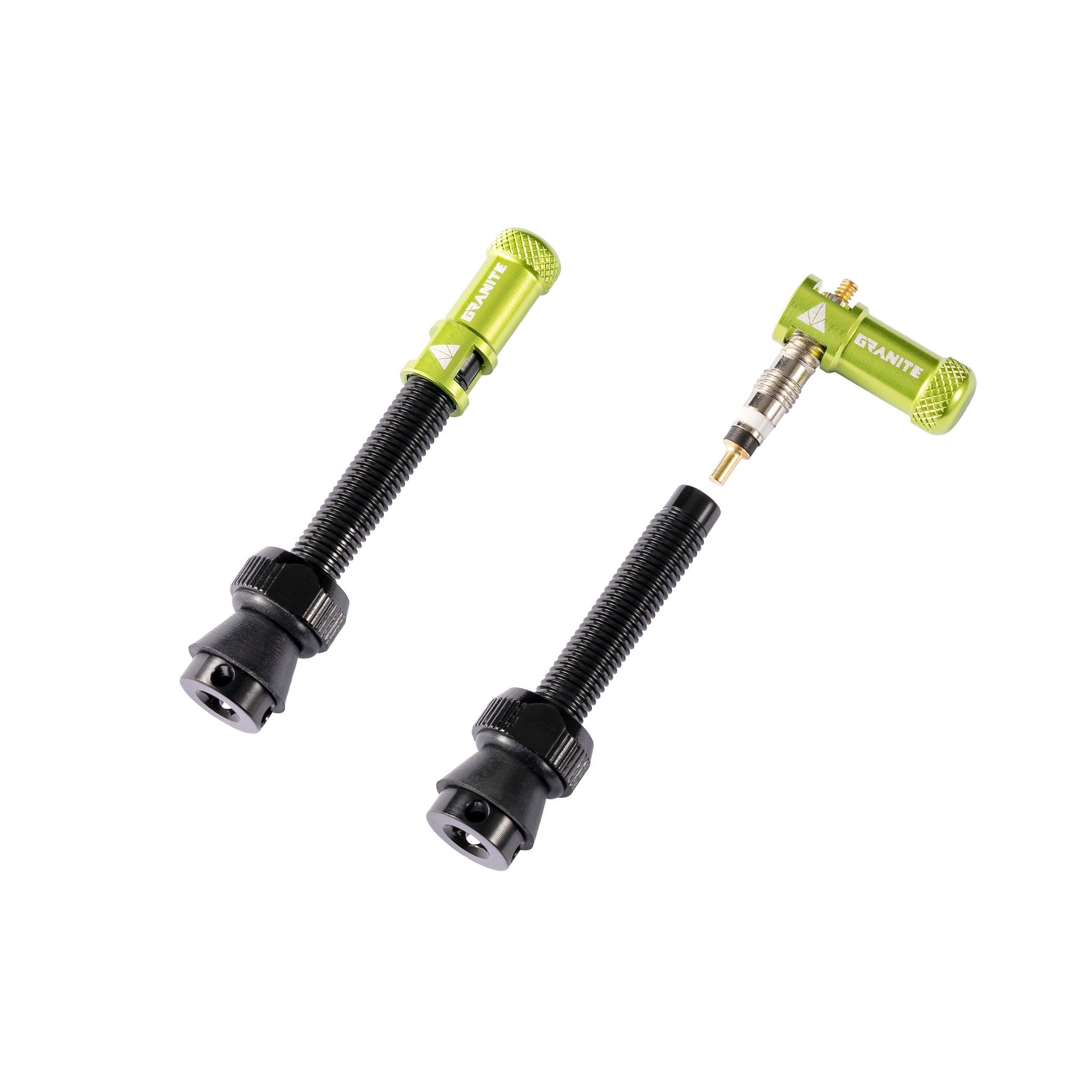 Granite Juicy Nipples Presta Valve Core Remover Cap and Stem Set for Bike & Bicycle,  - Green/Black/Alloy