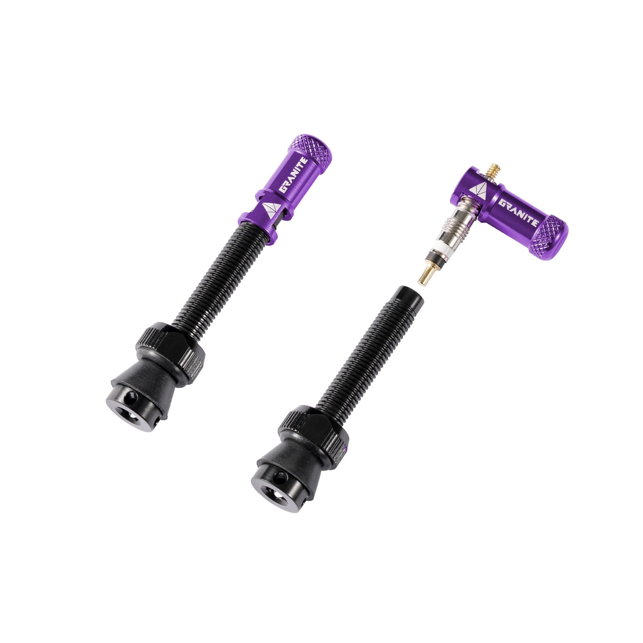 Granite Juicy Nipples Presta Valve Core Remover Cap and Stem Set for Bike & Bicycle,  - Purple/Black/Alloy