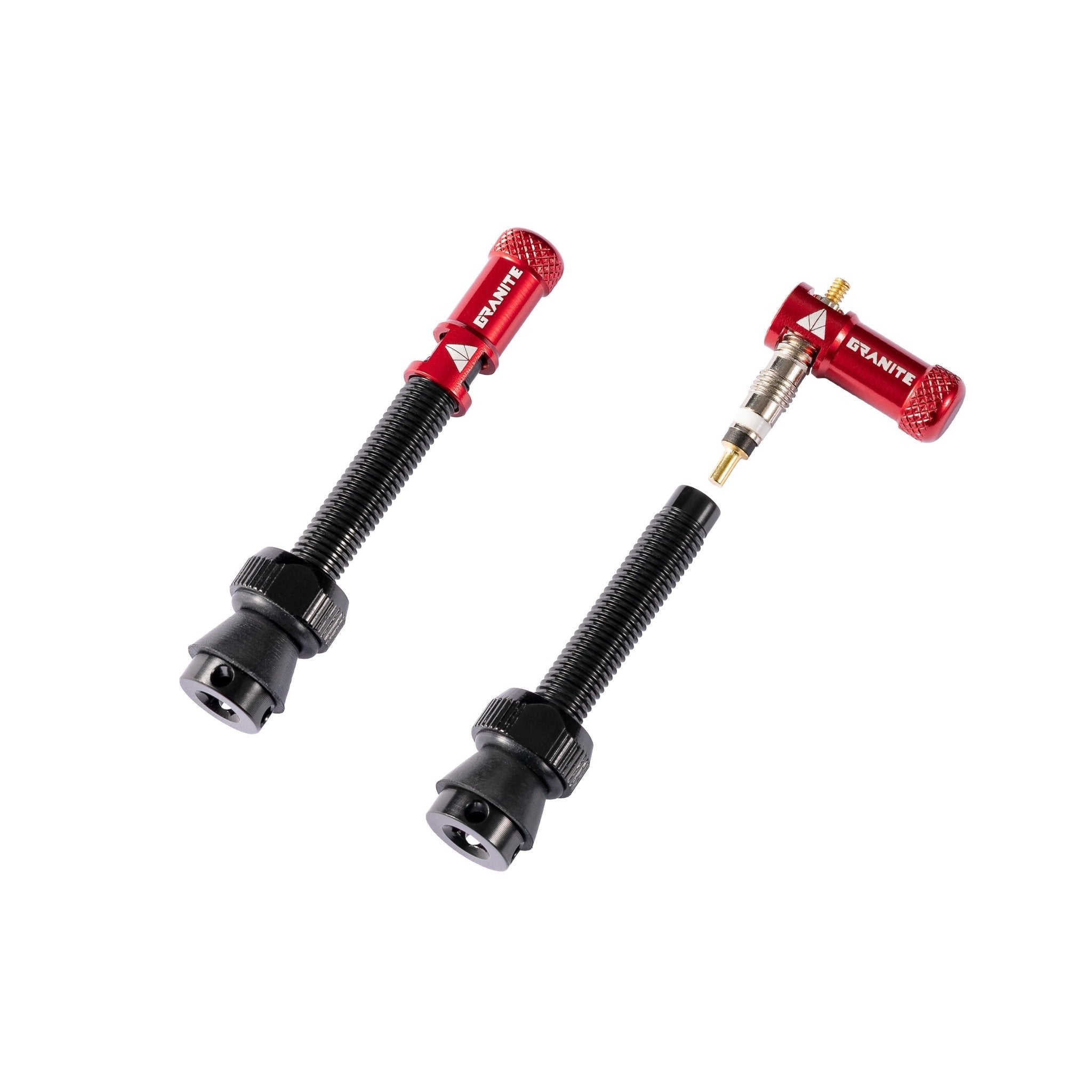Granite Juicy Nipples Presta Valve Core Remover Cap and Stem Set for Bike & Bicycle,  - Red/Black/Alloy