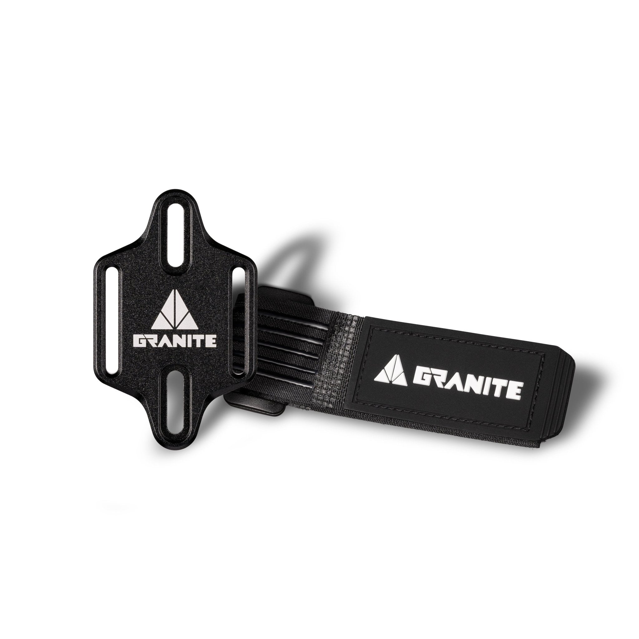 Granite Portaledge minimalist bike storage mount, secures tools with hook-and-loop strap to frame bottle bosses. - Black -