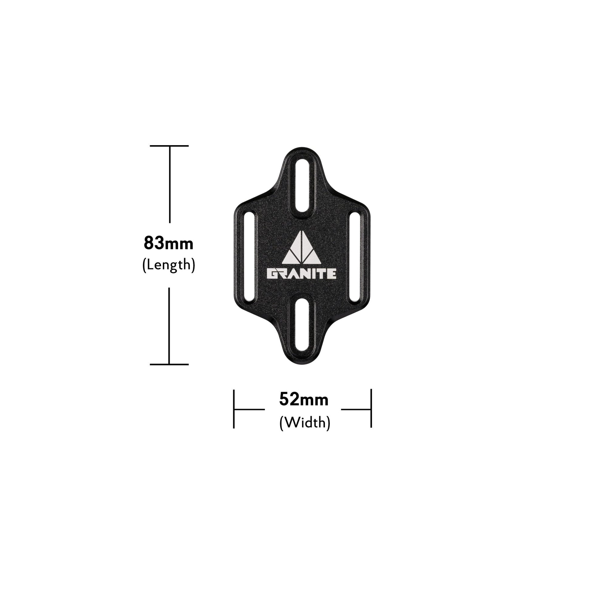 Granite Portaledge Mount plate with dimensions: 83mm length and 52mm width.