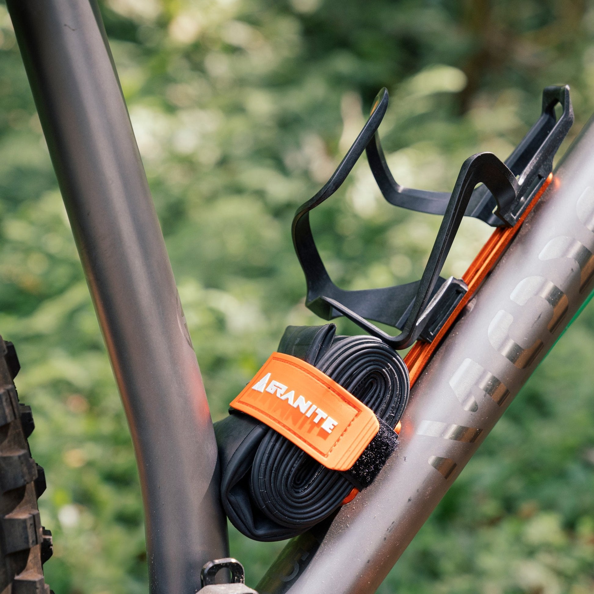 Granite Portaledge XE Strap Mount with tube attached to a bike bottle-bosses with a Aux bottle cage.