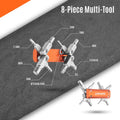 Granite 8-piece multi-tool with hex keys, flathead, and T25, labeled for easy identification.