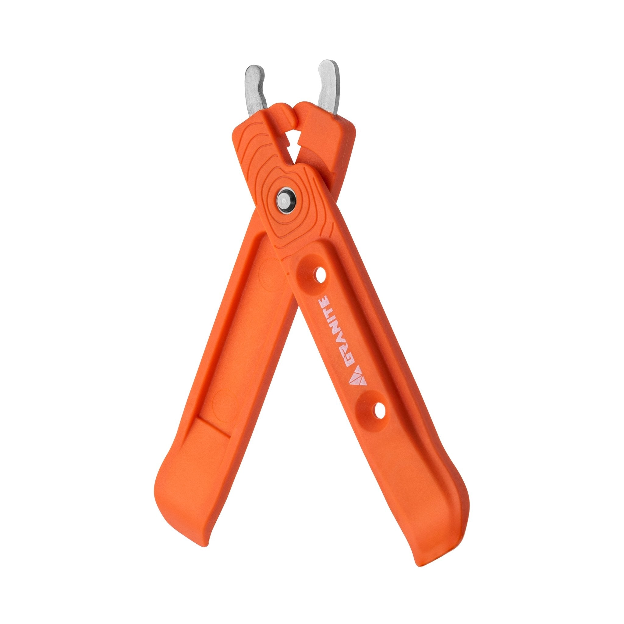 Compact Granite Talon tire levers for MTB and bike with quick-link chain tool. - Orange -