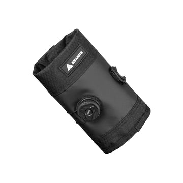 Rolled-up black Granite Quiver tool roll on a white background, showing the ratchet dial, strap hook and woven GRANITE label